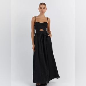 Dissh Harper Black Linen Midi Dress